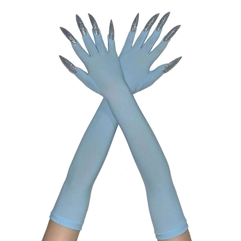 48cm European and American Fashion Halloween Gloves Long Nails Ghost Claw Gloves Long Performance Props Costume Black Red Claw