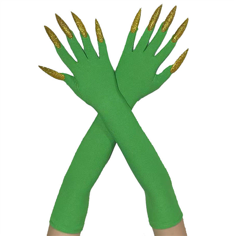 48cm European and American Fashion Halloween Gloves Long Nails Ghost Claw Gloves Long Performance Props Costume Black Red Claw