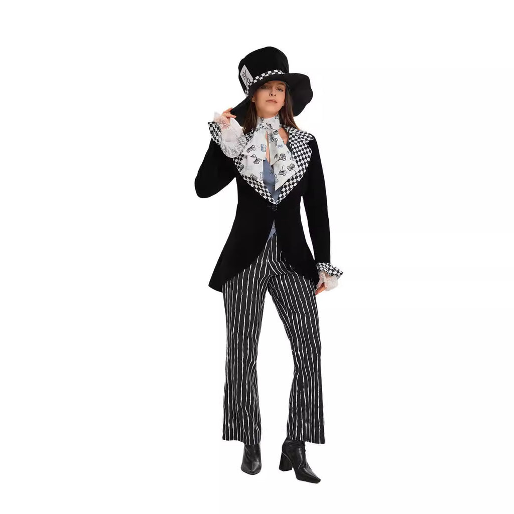 Foreign Trade European and American Halloween Alice in Wonderland Women's Mad Hatter Costume Cosplay Magician Performance Outfit