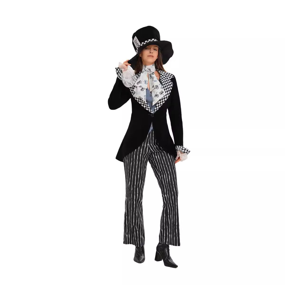 Foreign Trade European and American Halloween Alice in Wonderland Women's Mad Hatter Costume Cosplay Magician Performance Outfit