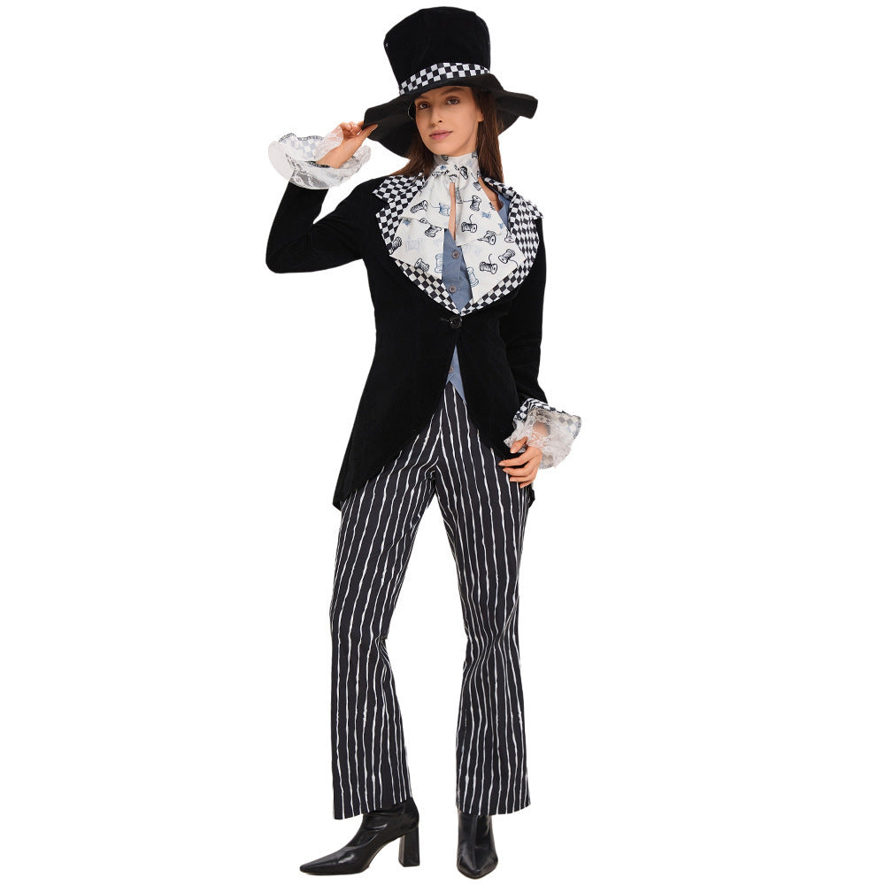 Foreign Trade European and American Halloween Alice in Wonderland Women's Mad Hatter Costume Cosplay Magician Performance Outfit