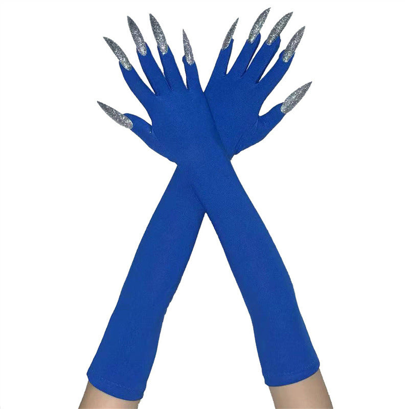 48cm European and American Fashion Halloween Gloves Long Nails Ghost Claw Gloves Long Performance Props Costume Black Red Claw