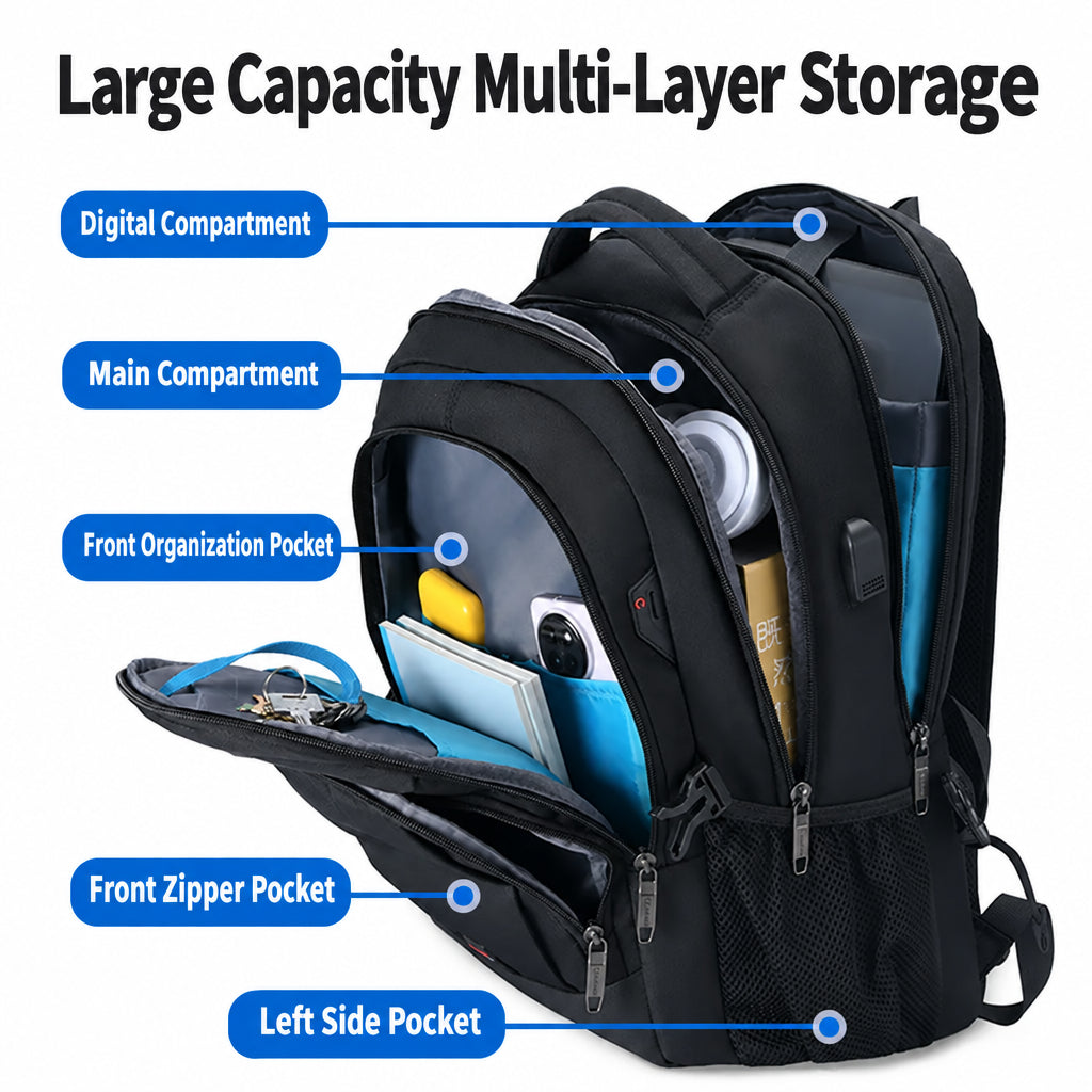 Backpack for Men, Large Capacity, Casual Backpack, Simple and Multifunctional, Business Trip Computer Bag, Lightweight School Bag for Middle and High School Students
