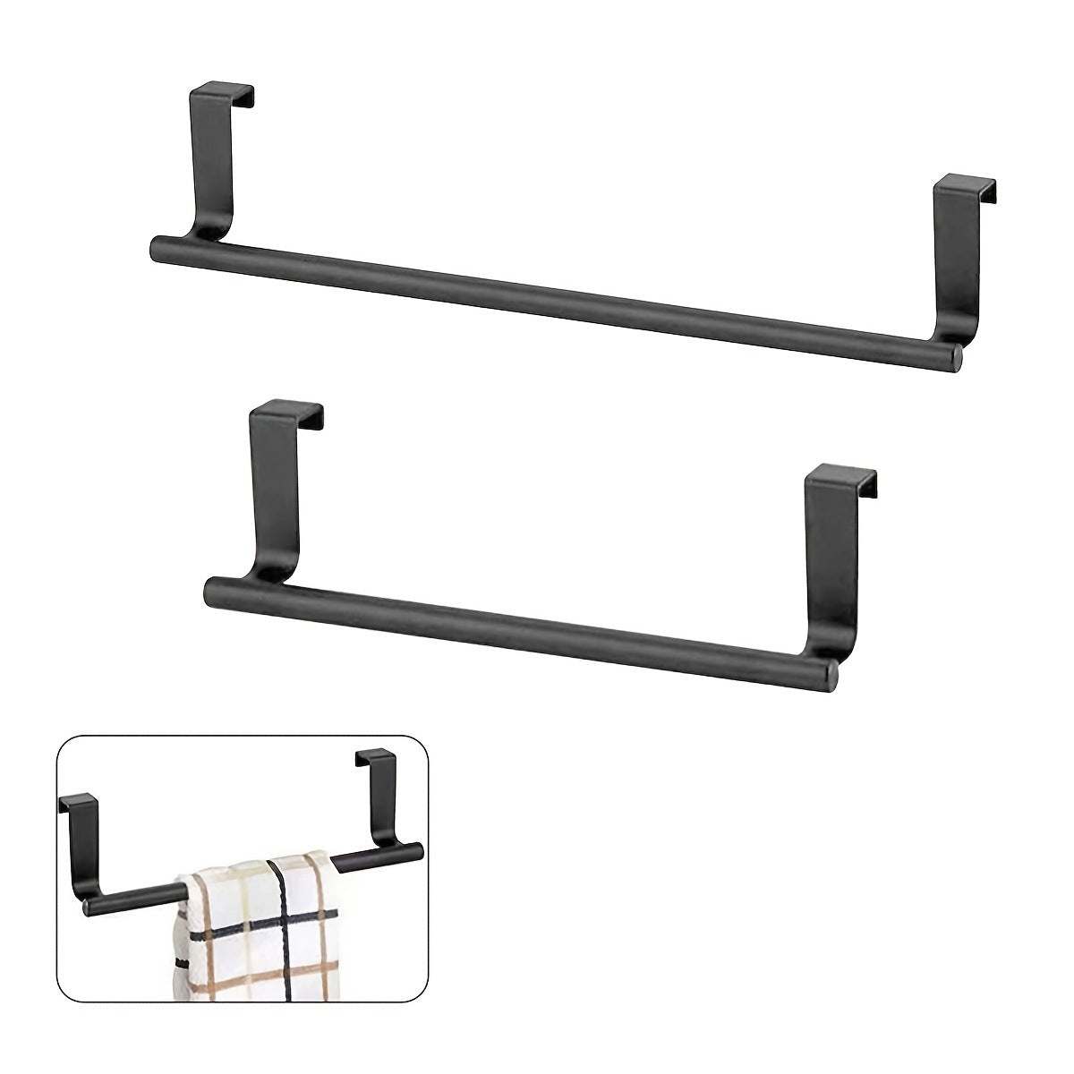Ready-Made No-Drill Towel Rack Wardrobe Kitchen Cabinet Storage Rack Over-The-Door Bathroom