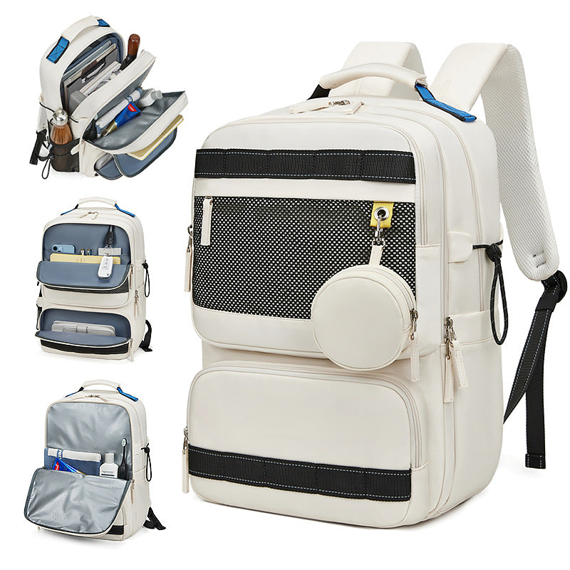 Backpack women's large capacity travel backpack fashionable casual lightweight Korean style schoolbag 15.6 computer bag men's bag