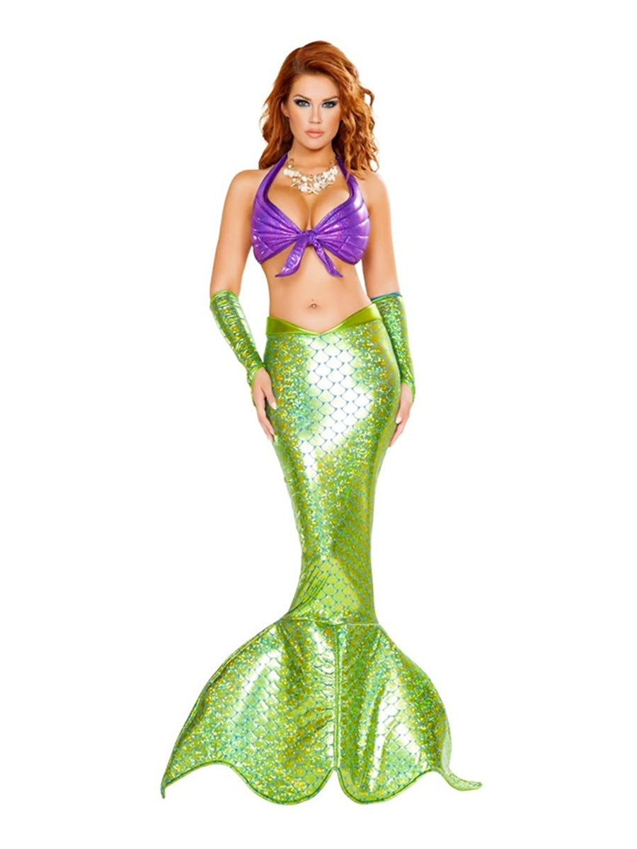 Halloween Costume Foreign Trade Adult Mermaid Princess Dress Cosplay Costume Sexy Chest-Wrapped Performance Evening Dress