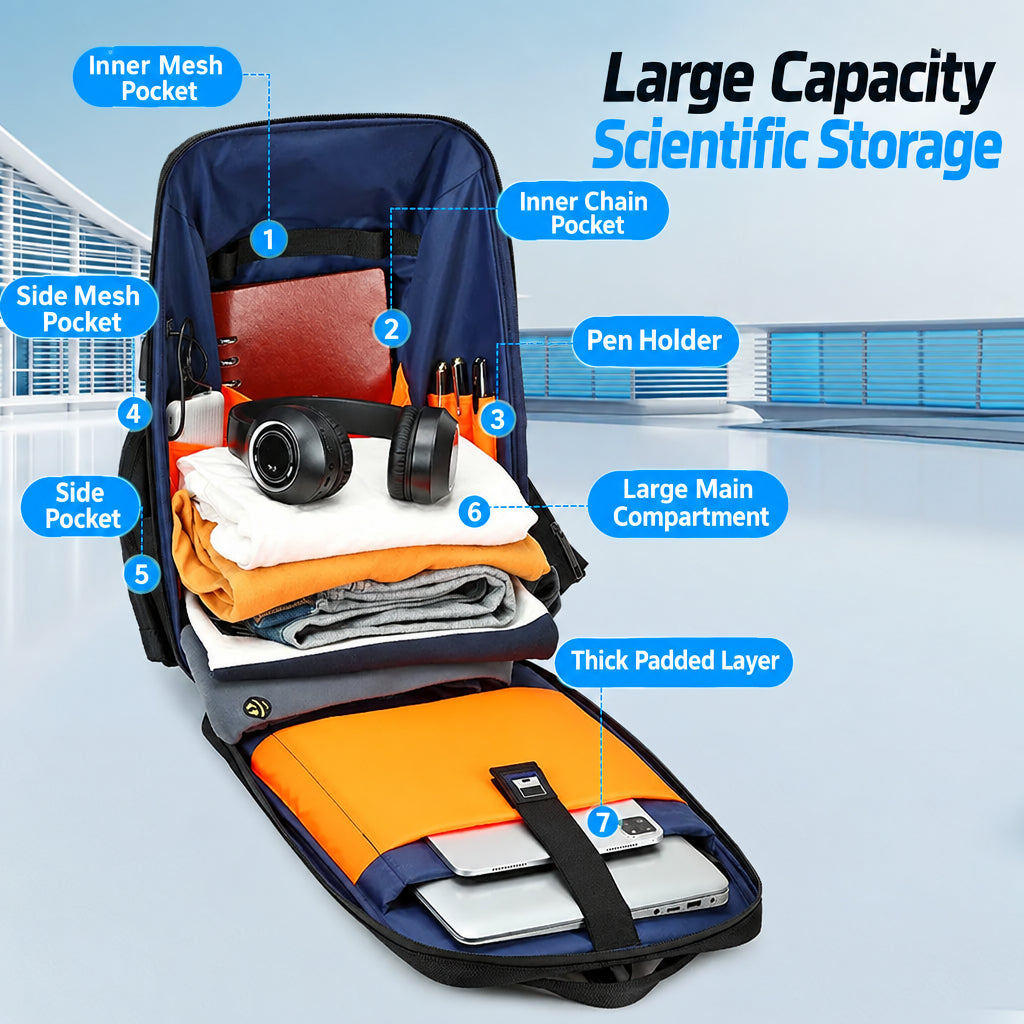 Business Backpack Men's Waterproof Backpack Large Capacity Business Trip Multifunctional Password Anti-Theft Computer Bag Breathable Back Pad