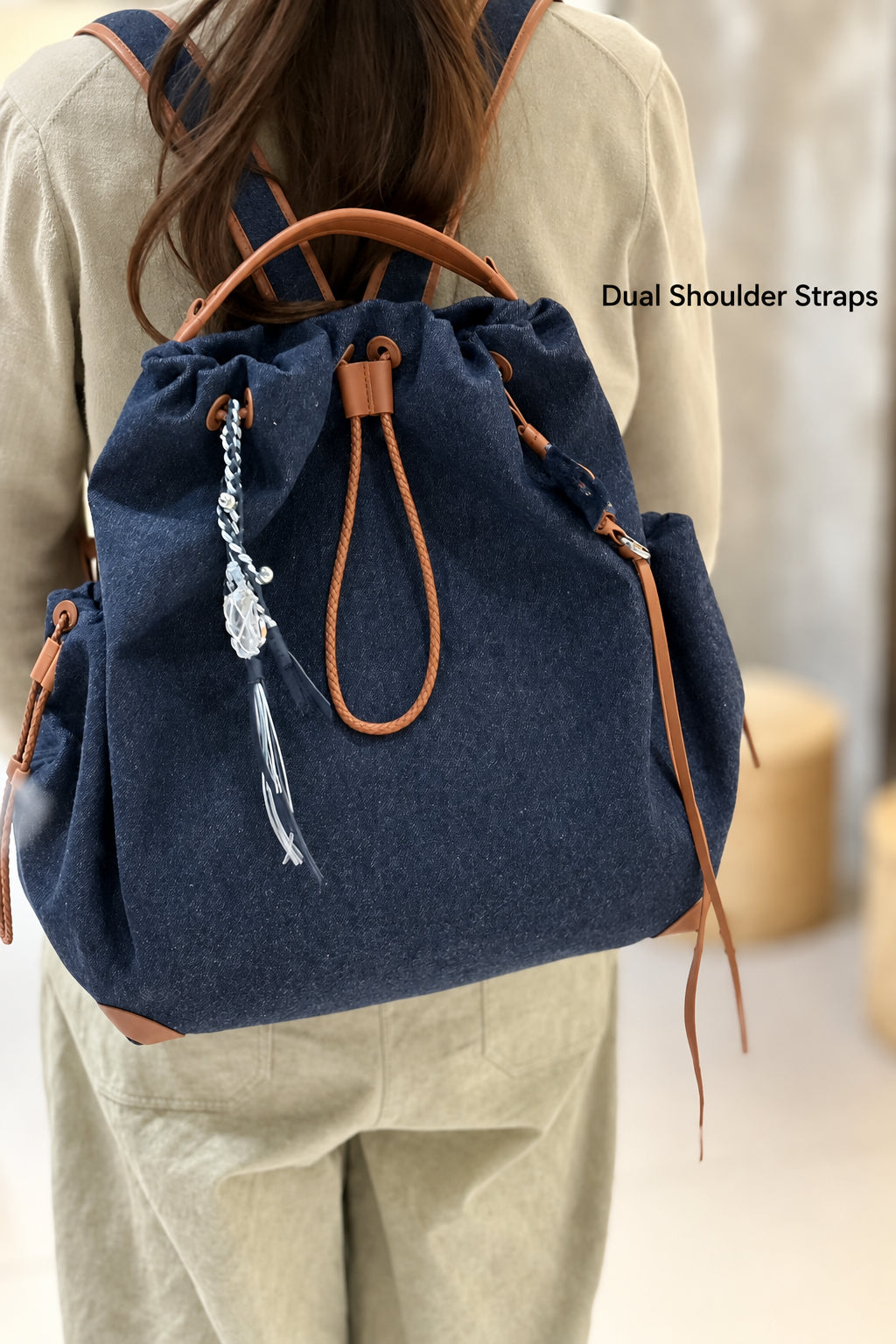Wen Qi's Same Style Large-Capacity Bai Na Series Backpack for Women, Niche Design, Versatile Casual Cross-Border Commuting Laptop Bag