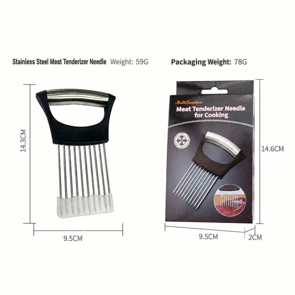 Stainless Steel Onion Needle Slicer Pine Needle Meat Tenderer Vegetable Cutting Kitchen Gadget Onion Insert Slicing Holder