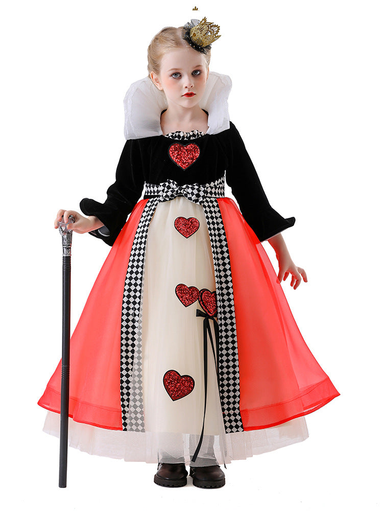 Halloween Cos Queen of Hearts Princess Dress Alice in Wonderland Dress Masquerade Performance Costume
