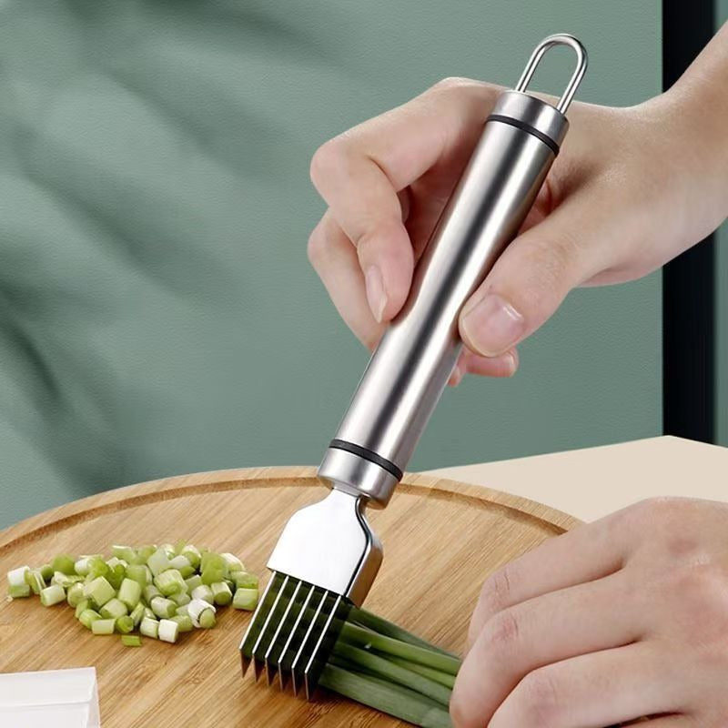 Stainless Steel Onion Cutter, Onion Knife, Shredder, Kitchen Tool, Shredding Knife, Multifunctional Kitchen Utensil with Hanging Hole, Grater