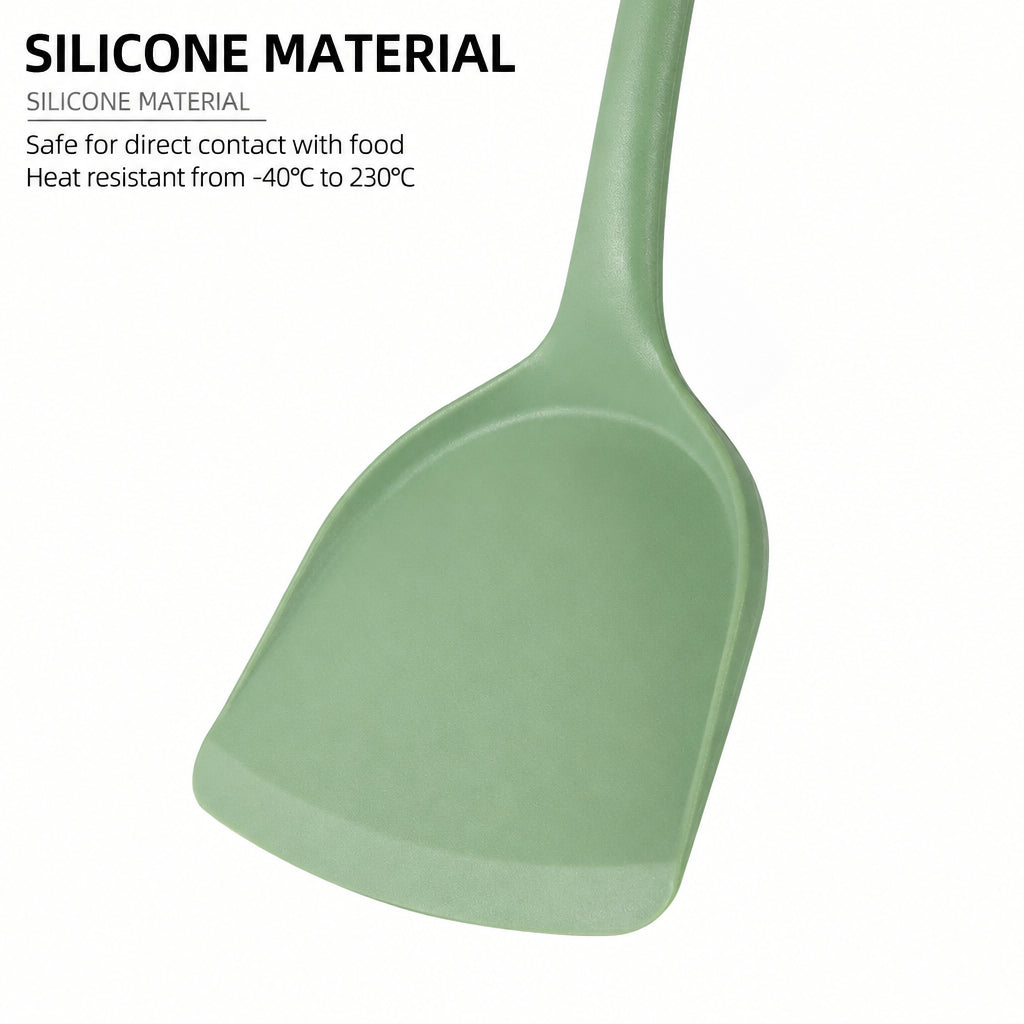 Acura Green Silicone Kitchenware Non-stick Cookware with Spade and Spoon Set Easy to Clean Kitchen Silicone Heat-resistant Kitchenware Five-piece Set