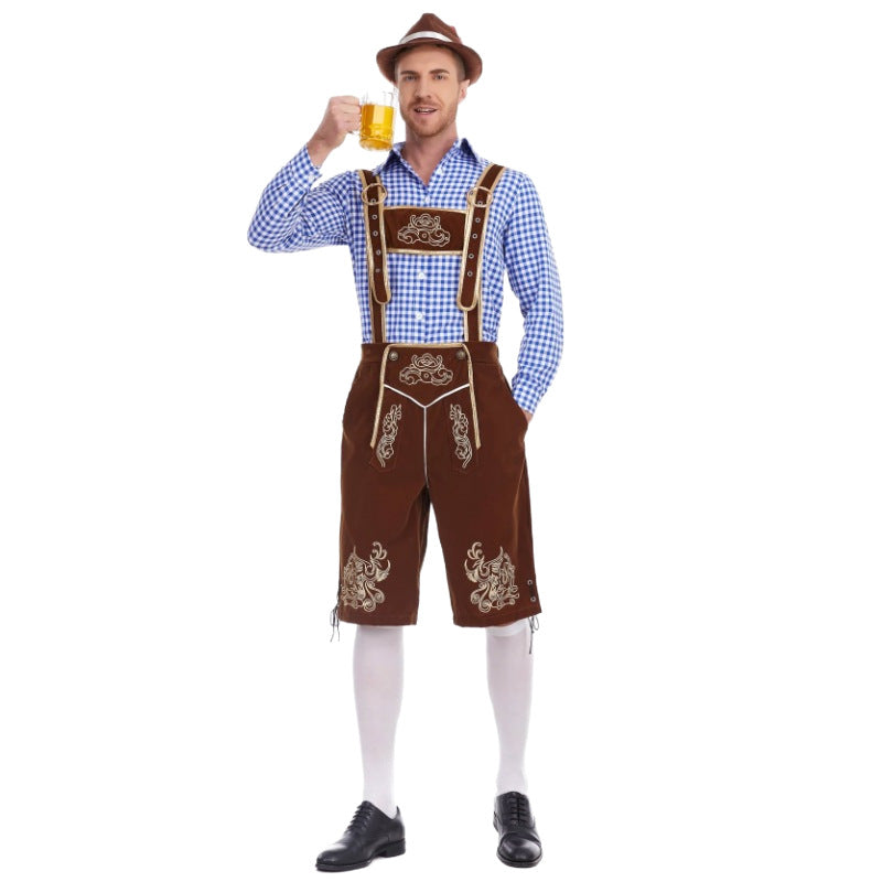 European and American New Products German Oktoberfest Clothing Shirt Overalls Hat Three-Piece Suit Men's Beer Suit