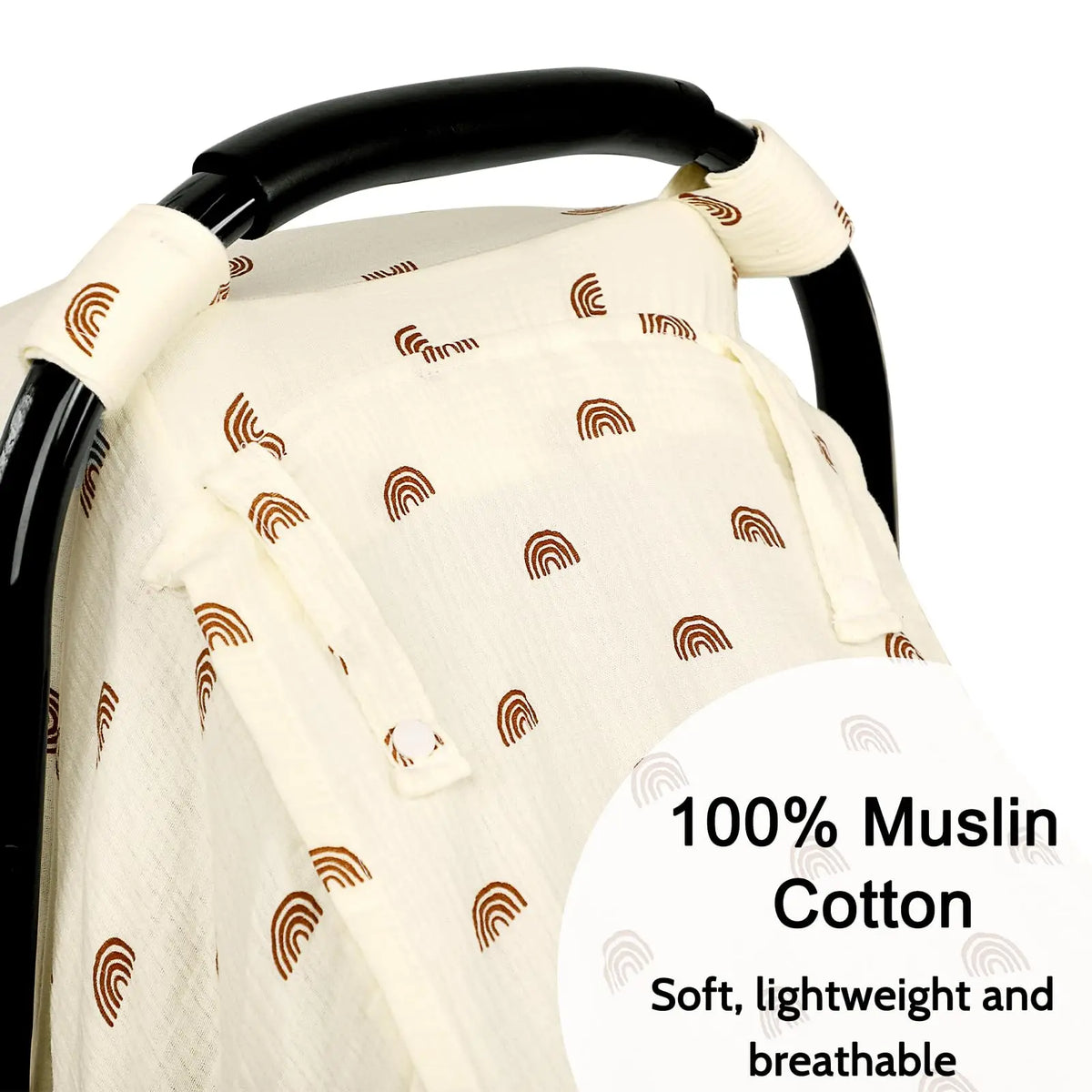 Muslin Car Seat Cover for Baby - Breathable and Privacy Car Seat Canopy with 3 Modes - Easy Install & Gift Box Packaging