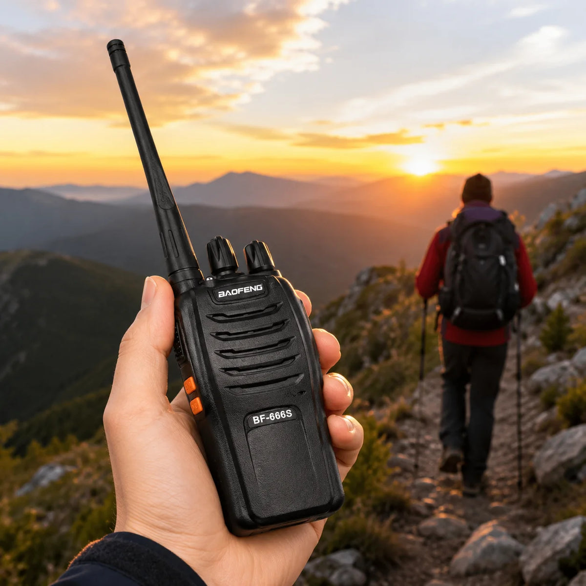 BAOFENG BF-666S Walkie Talkie 2PCS 5W Long Range Two Way Radio 1500mAh Portable Intercom VOX LED Flashlight for Security Outdoor
