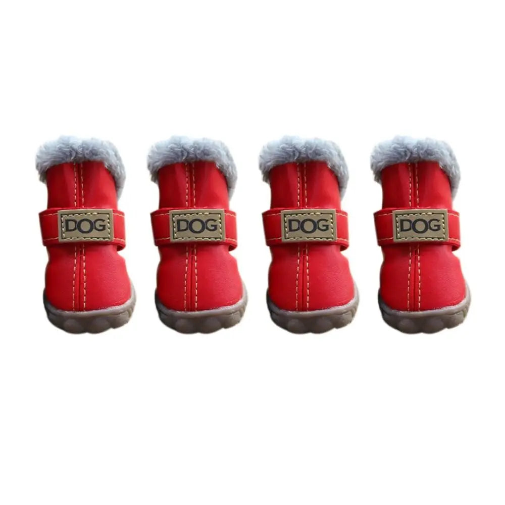 Dog Boots Warm Pet Snow Boots Waterproof Non-Slip Winter Pet Dog Shoes / PU Soft Dog Rainshoes for 4 Pcs/Set Cats