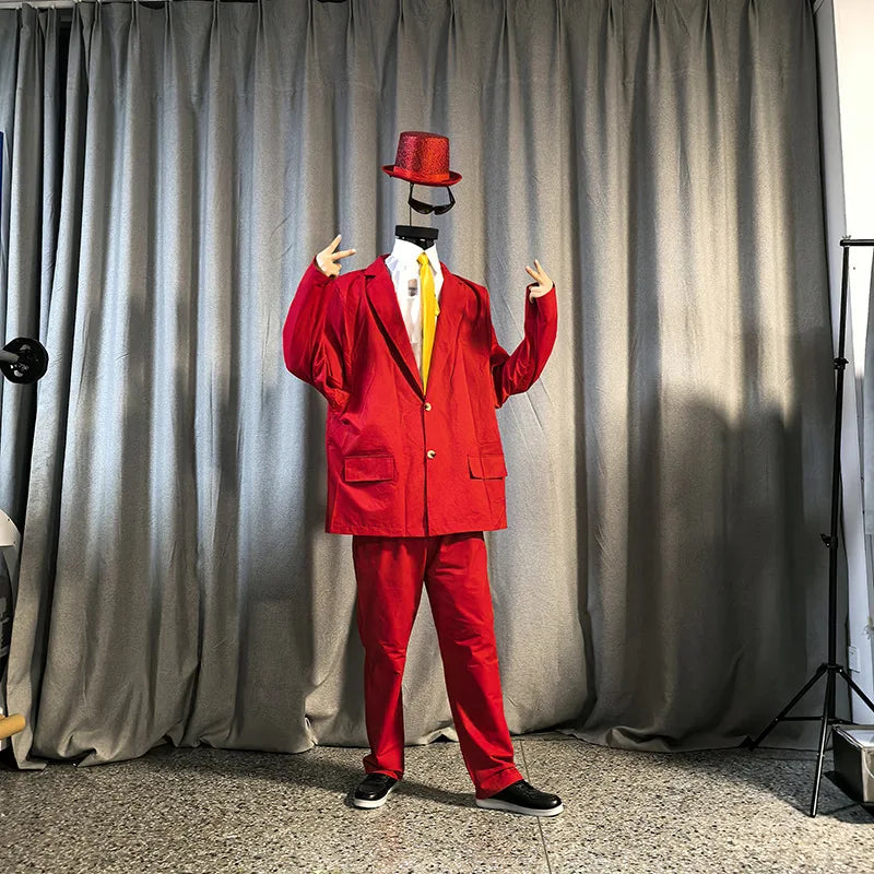 Adult Halloween No Head Red Green Blue Suit Festival Parade Party Outfit Men Stage Performance Wear 2025 Magic Show Clothes