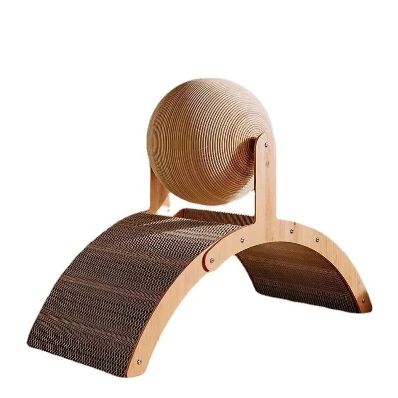2 In 1 Cat Scratching Ball Wooden Cat Scratcher  Natural Sisal Scratch Board Scratching Column Wear-Resistant Paw Wood Scraper