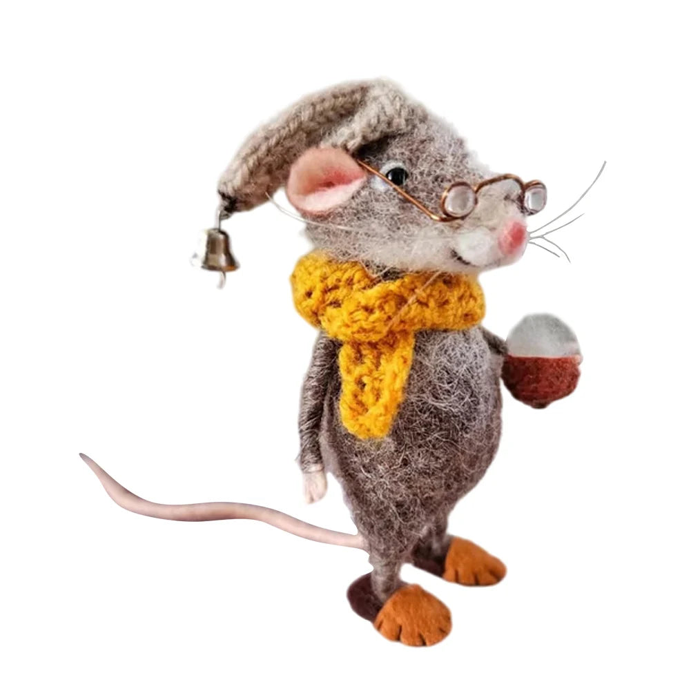 Christmas Needle Felted Mouse Ornament – DIY Handmade Wool Mouse Decoration for Home & Tree