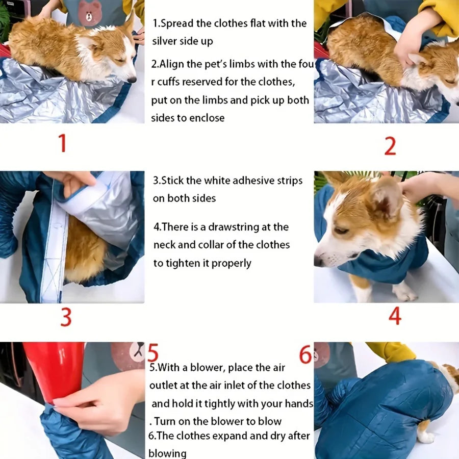 Portable Folding Dog Hair Dryer Efficient Pet Drying Bag for Cats And Dogs Winter Pet Cleaning Accessory Blow Bag