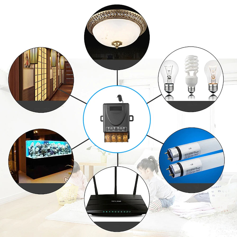 433Mhz Wireless Remote Control Switch AC 110V 220V 10A Relay 1CH Receiver Controller and 2botton RF 433 Mhz Transmitter