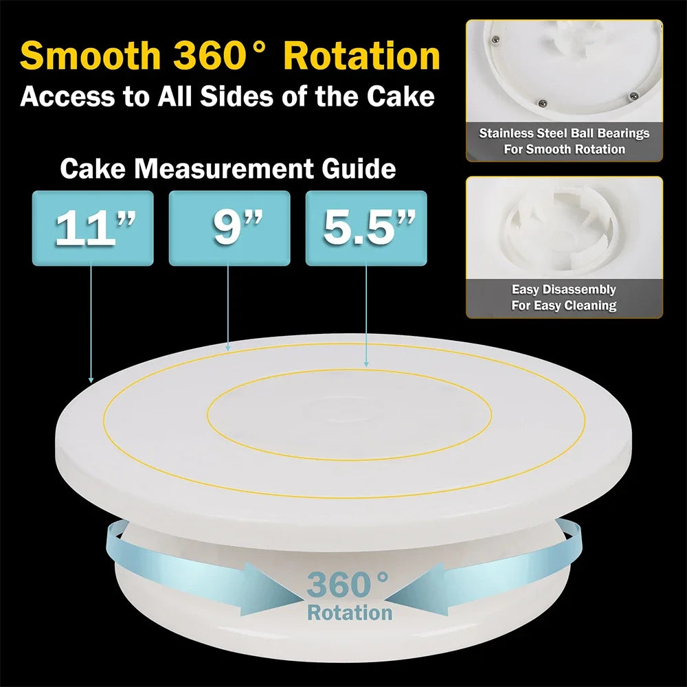 Cake Turntable Stand Cake Decoration Accessories DIY Mold Rotating Stable Anti-skid Round Cake Table Kitchen Baking Tools