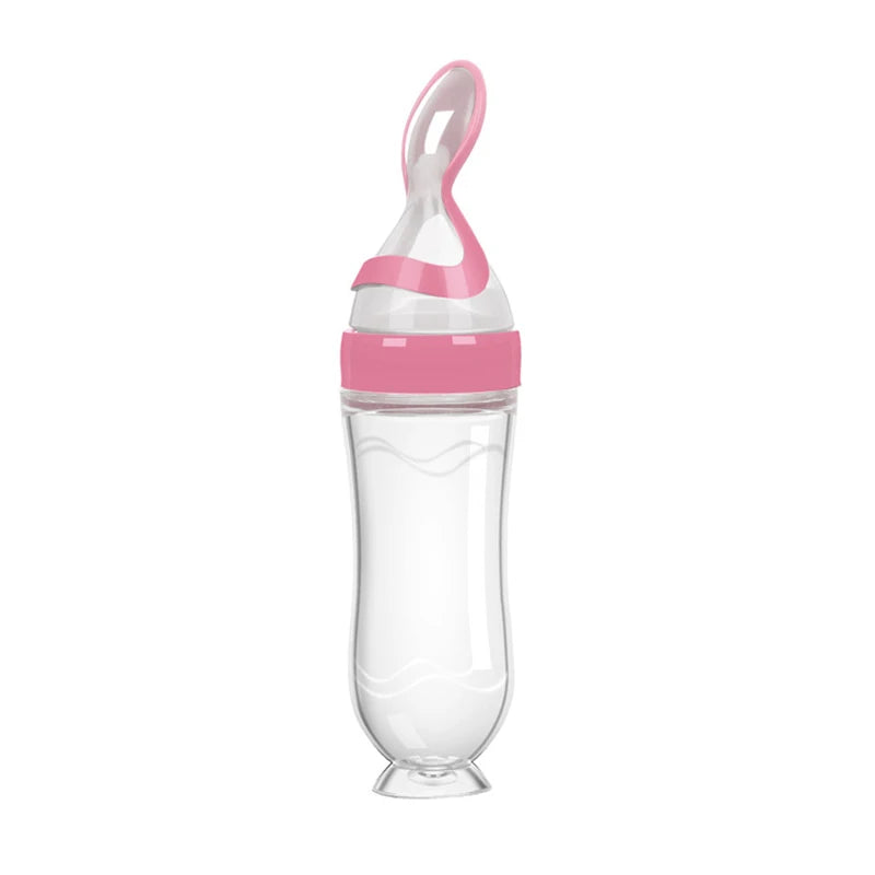 Baby Silicone Squeezing Feeding Bottle Newborn Baby Training Spoon Infant Cereal Food Supplement Feeder Bbay Safe Tableware