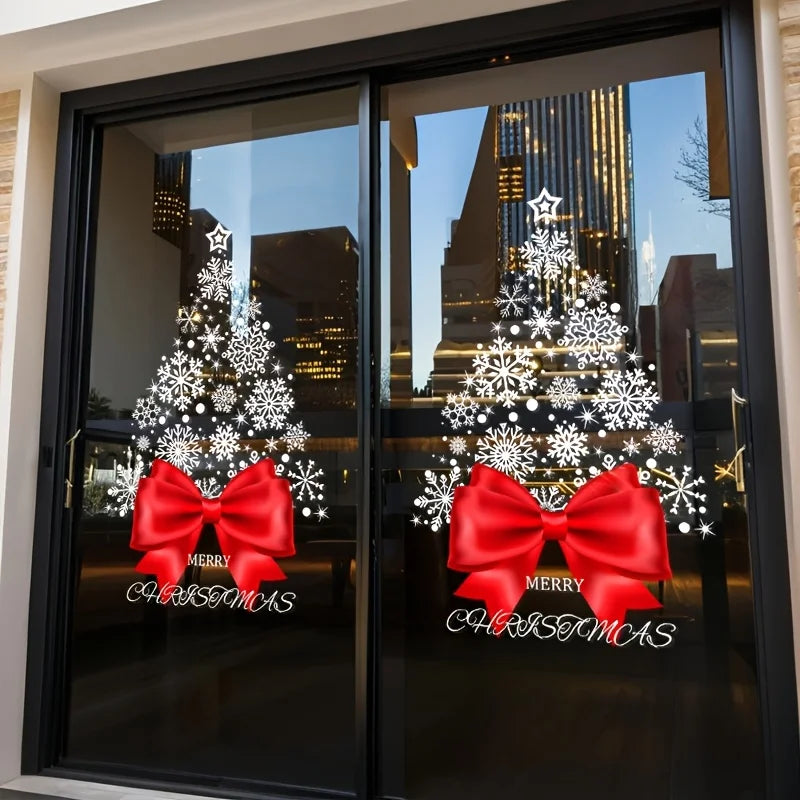 Christmas Stickers Merry Christmas Tree Stickers Are Static and Adhesive Free, Easy to Tear Off and Leave No Residue