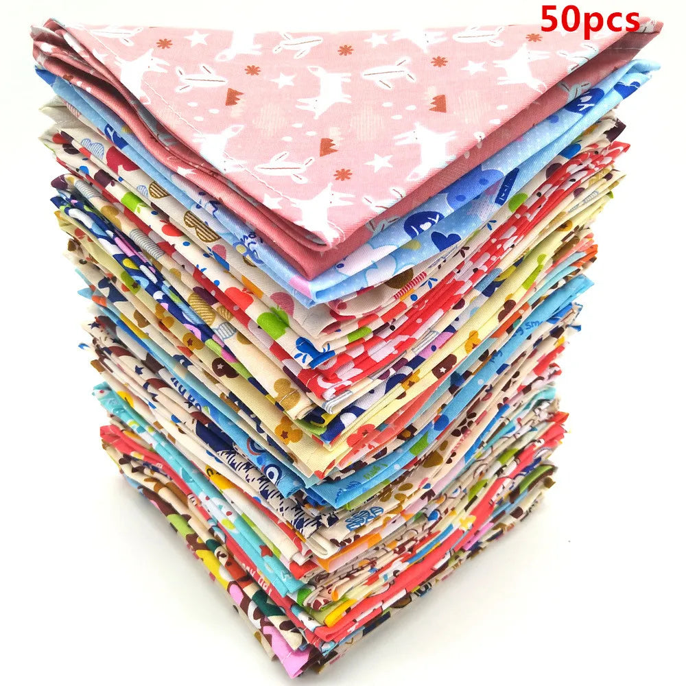 30/50 Pcs Bandana Small Middle Large Dog Bibs Scarf Cotton Adjustable Pet Puppy Kerchief Dog Accessories Pet Supplies
