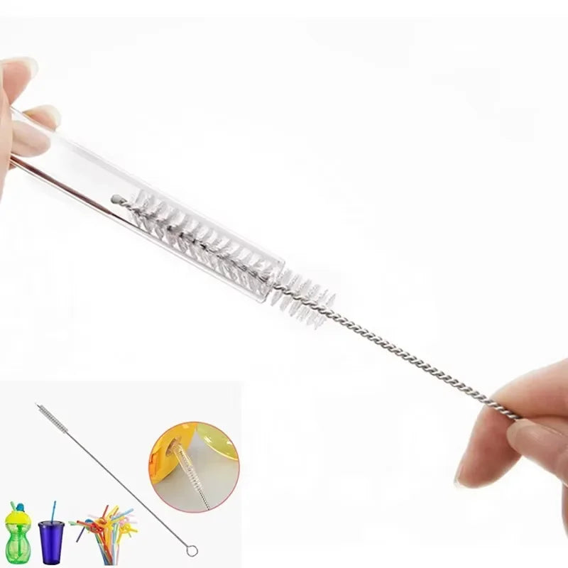 5/10pcs 6mm Drinking Straws Cleaning Brushes Stainless Steel Soft Hair Glass Tube Cleaner Reusable Straw Bottle Cleaning Tools