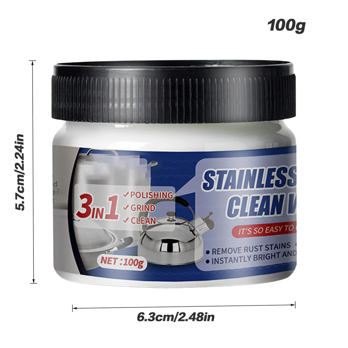 Stainless Steel Cleaning Paste Safe Ingredients Non-Flammable Cleaner Suitable for Iron Accessories Stains
