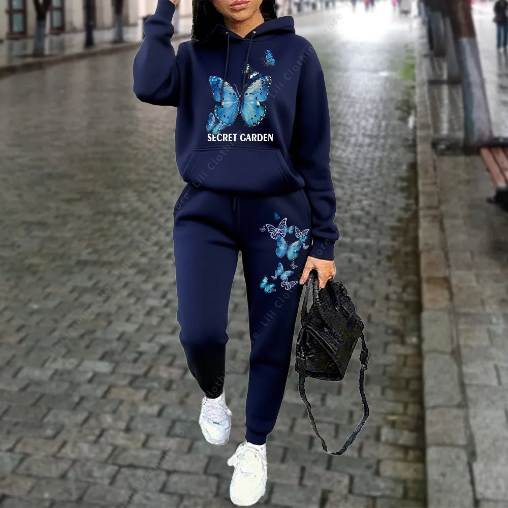 Autumn Winter Women's Tracksuit Hoodies Pants Two Piece Sweatshirt Sweatpants Jogging Sports Suit Outfits Women's Clothing Aesthetic