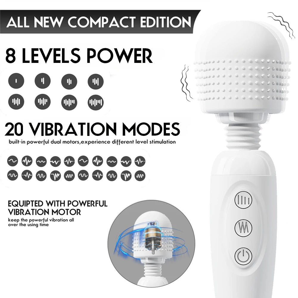 Electric Massager Stick 8 Intensity Levels 20 Vibration Modes Suitable for Neck foot head back Health Massage Gun Portable