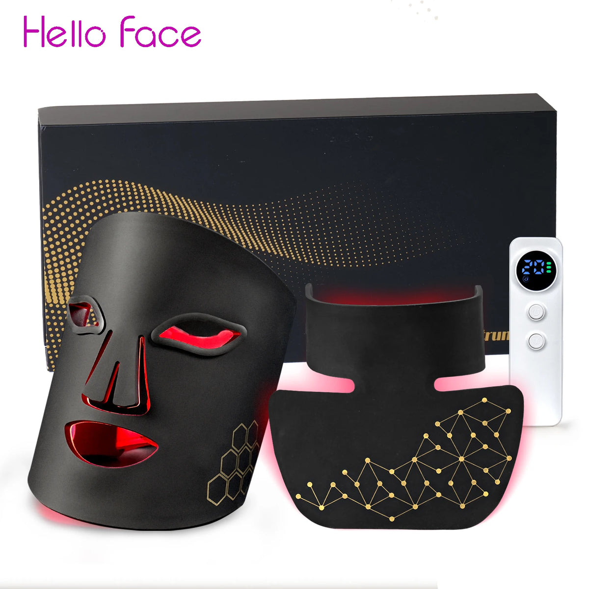 NIR LED Face Mask Neck Mask Near Infrared Face Neck SPA Therapy Mask 216+132 Beams Skin Rejuvenation Beauty Device