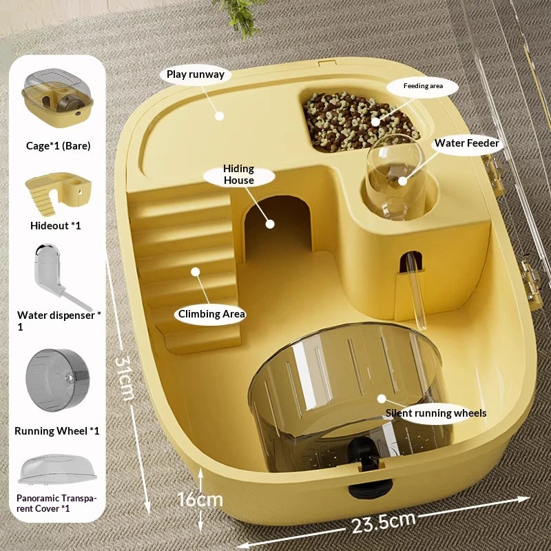 Luxury Large Capacity Hamster Golden Hamster Cage Habitat Villa Large 2-Layer Platform Cage Hiding Nest Small Pet Supplies