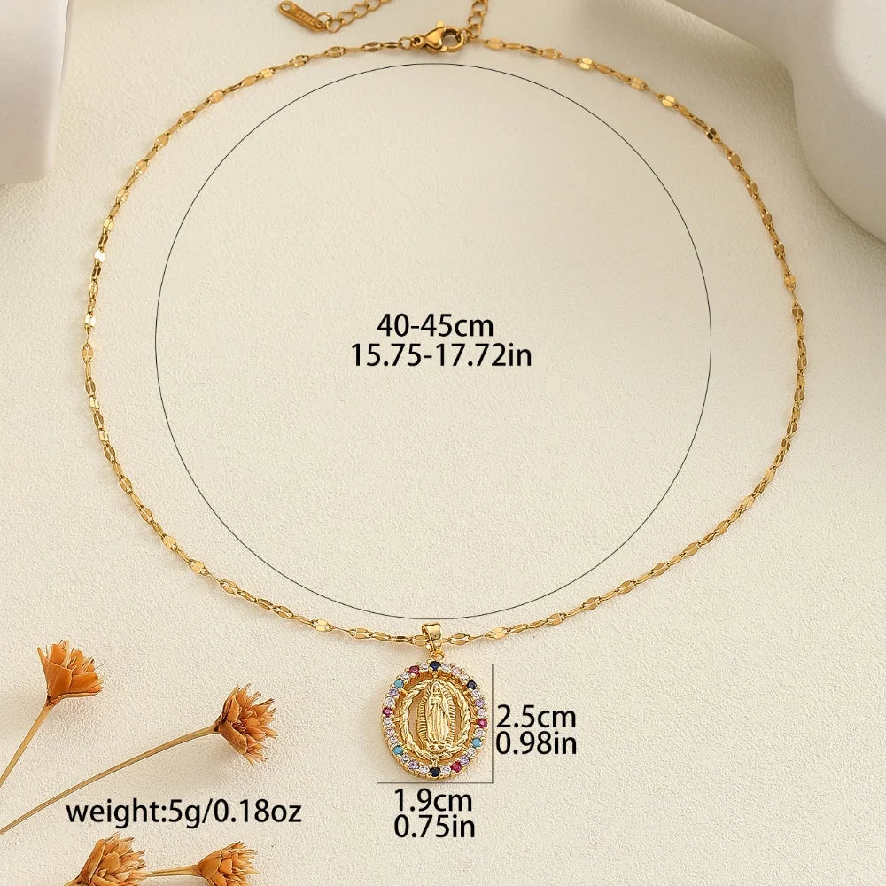 New Personalized Colorful Zircon Necklace Design, Fashionable, Light, Luxurious And Versatile, Popular Madonna Necklace