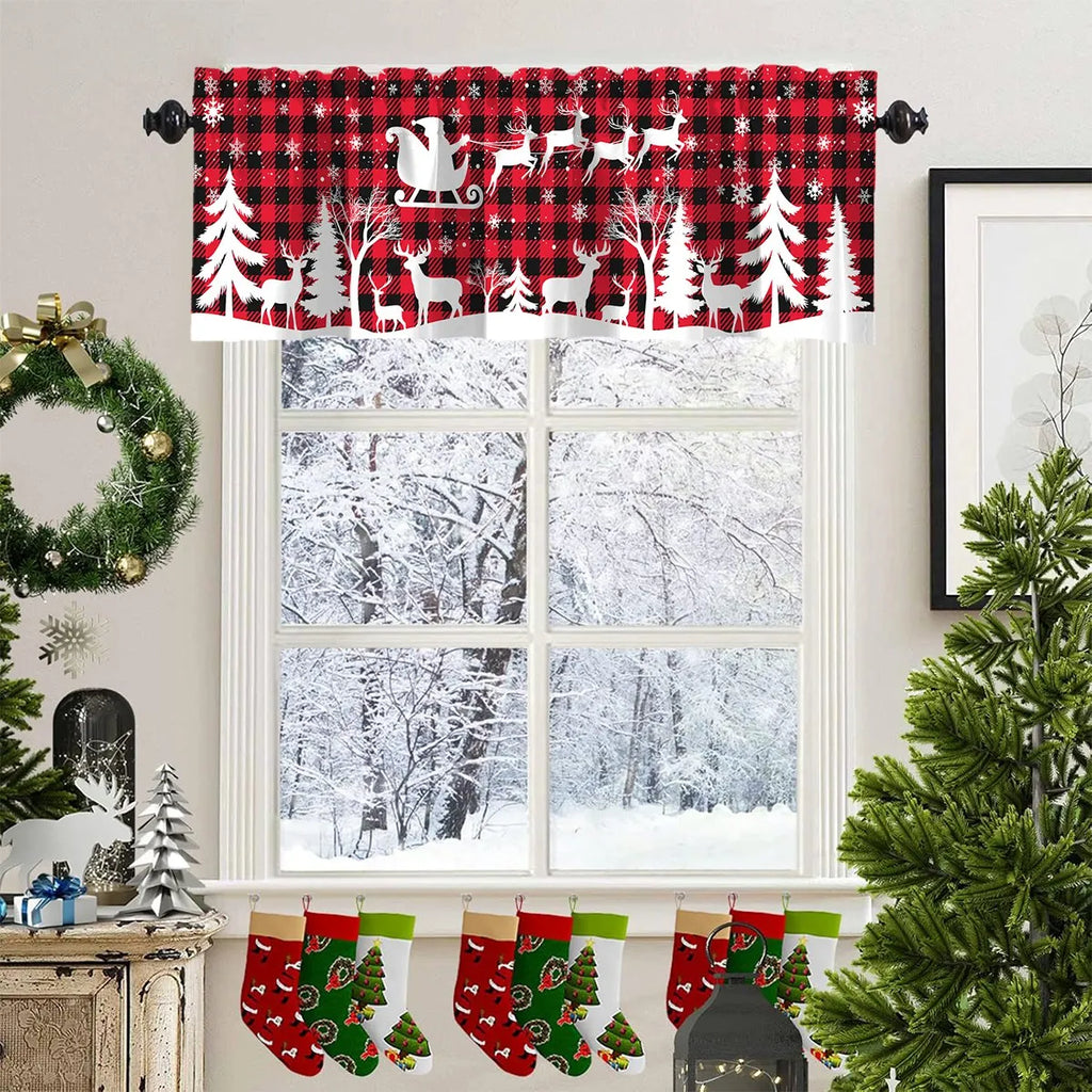Christmas Short Curtain Merry Cristmas Decoration for Home. Xmas Ornament Navidad New Year Gift for Kitchen Living Room