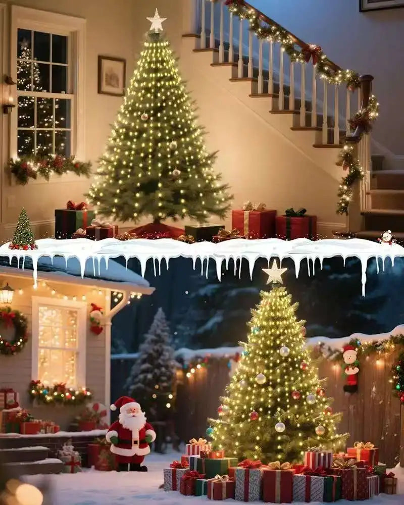 Christmas Tree Waterfall Lights-400/320High-Brightness LEDsUSB&Remote Control,8Lighting Modes Indoor/Outdoor Christmas TreeDeco