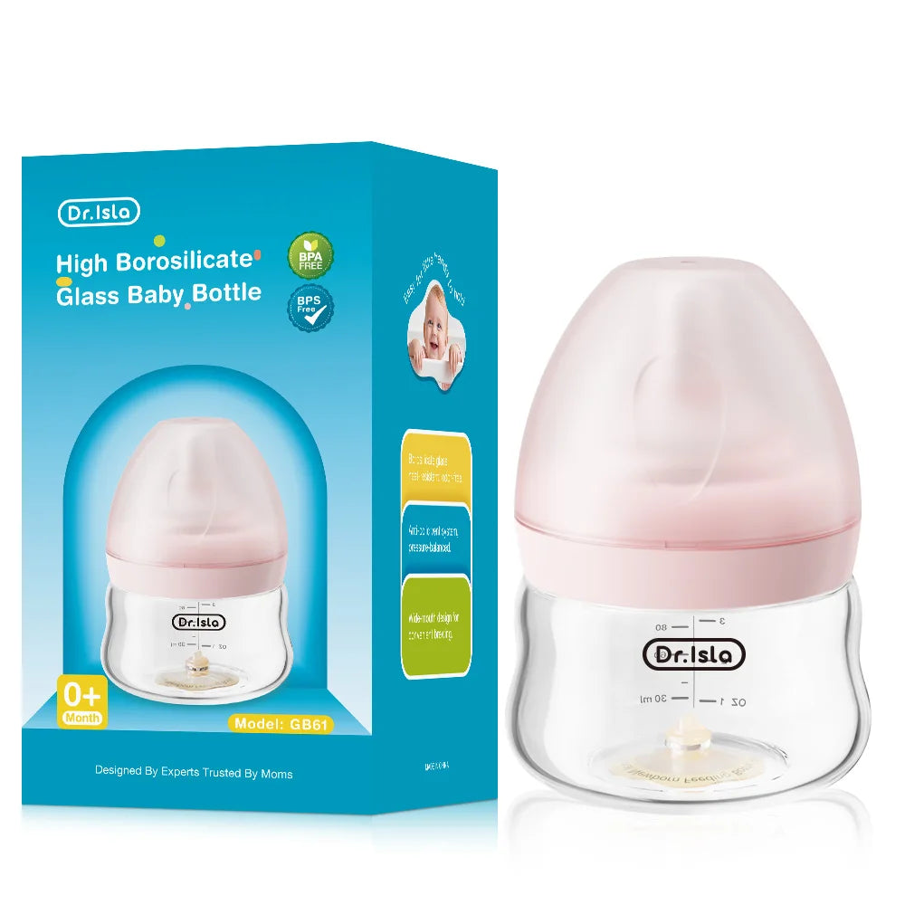 Newborn Feeding Glass Bottles 80/160/240ml High Borosilicate Wide-neck Anti-colic Baby Bottle with Clear Scale GB61