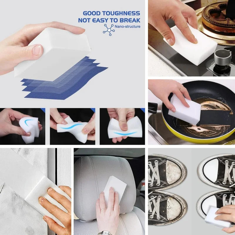 100/50 Pcs Melamine Sponge Magic Sponge Cleaner Cleaning Sponges for Kitchen Bathroom Cleaning Tools 10*6*2cm Cleaning Supplies