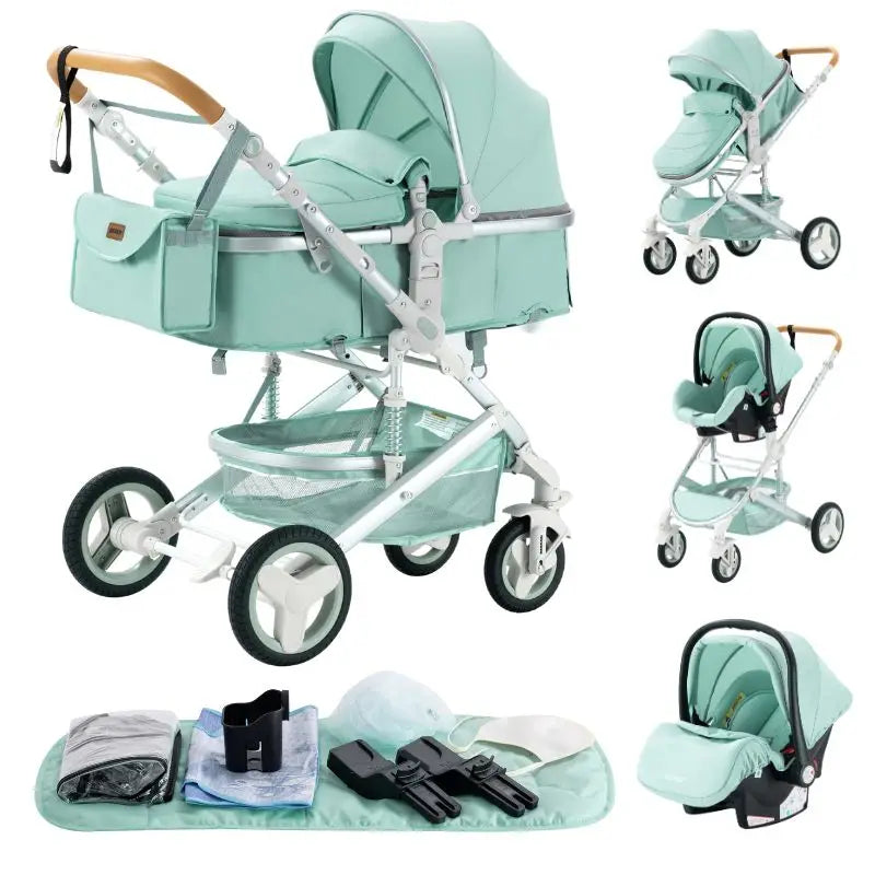 Newest 3 in 1 Baby Stroller Portable Travel Baby Carriage Folding Prams Aluminum Frame High Landscape Car for Newborn Baby