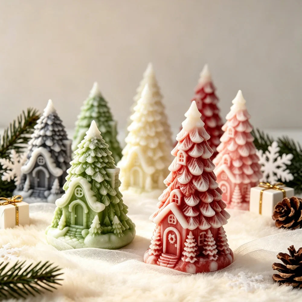 Christmas Tree House Epoxy Resin Casting Silicone Mould Aromatherapy Gypsum Candle DIY Home Decoration Mold