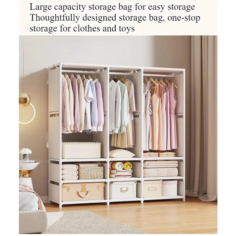 New Wardrobe Home Bedroom Simple Assembly Wardrobe Economical Sturdy Durable Apartment Rental House Hanging Wardrobe