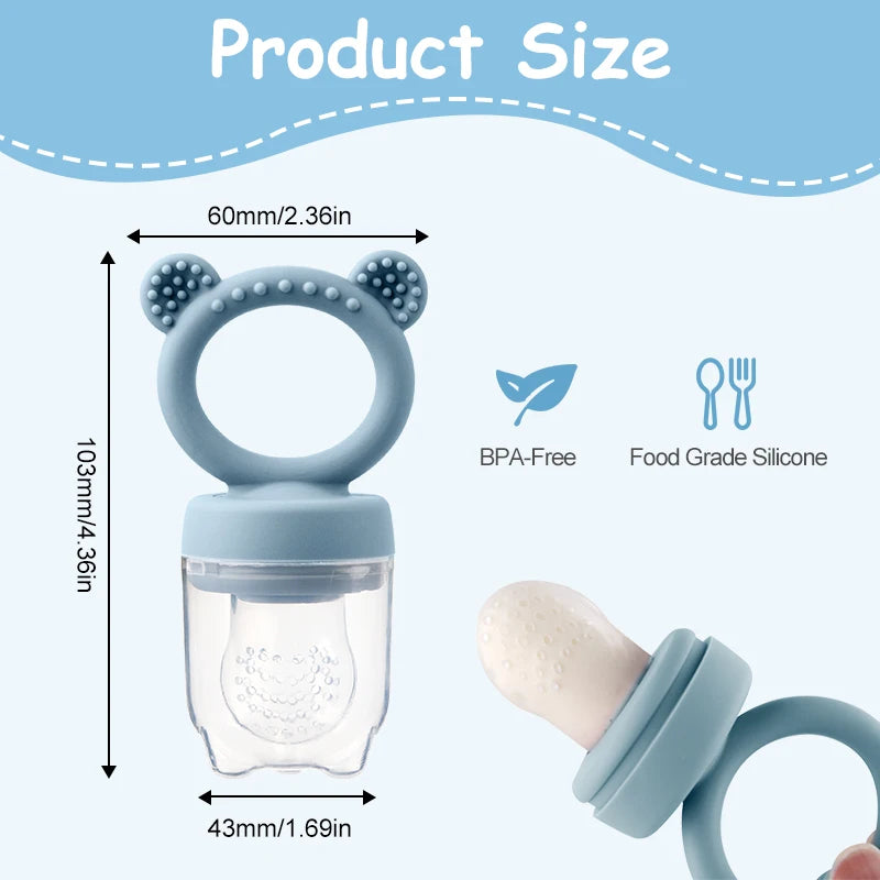 Silicone Bear Shaped Baby Fruit Feeder Fresh Fruit Food Nipple Pacifier - Fun And Healthy Feeding for Babies