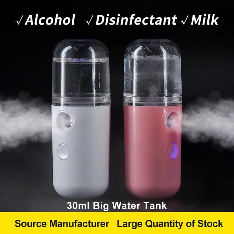 USB-Charging Mist Facial Sprayer Portable 30ml Mini Face Humidifier Beauty Skin Care Tools Nebulizer Face Moisturizing Sprayer