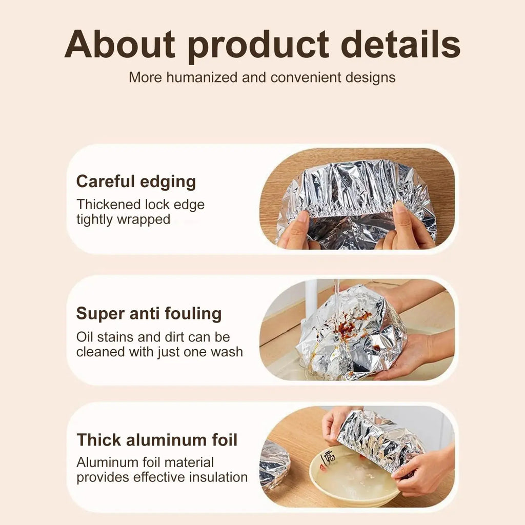 Easy Use Quick Cover Reusable Multi Size Aluminum Foil Food Covers Eco Friendly Kitchen Bowl Dish Storage Lids No Mess Home Use