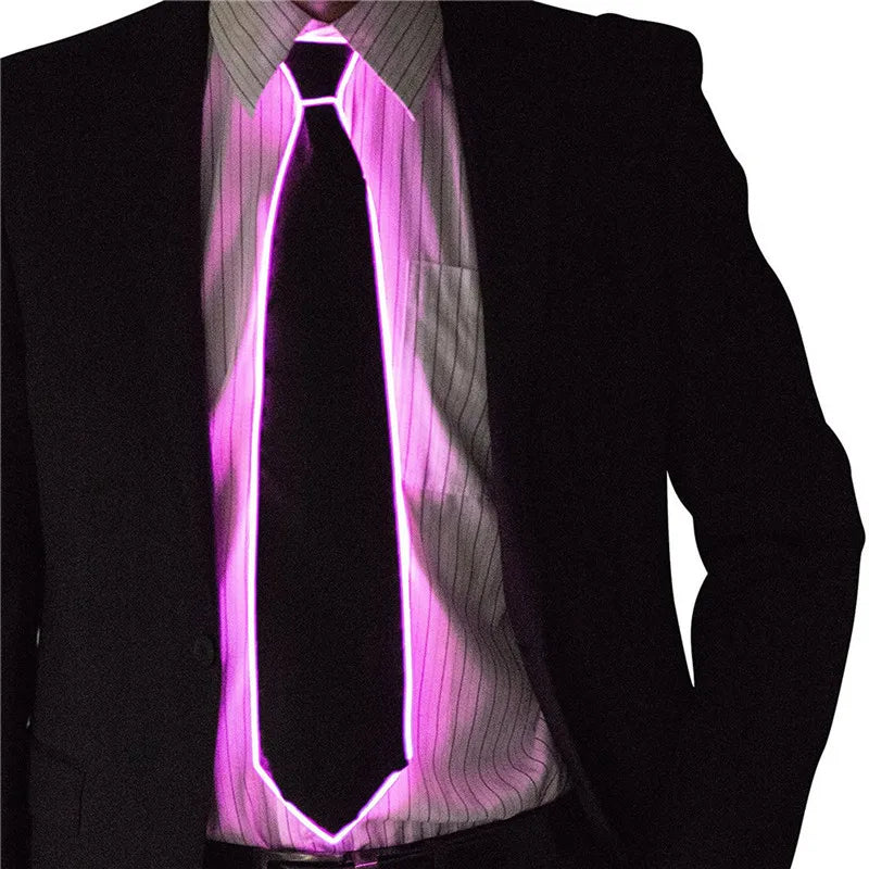 Men Glowing Tie EL Wire Neon LED Luminous Party Haloween Christmas Luminous Light Up Decoration DJ Bar Club Stage Prop Clothing