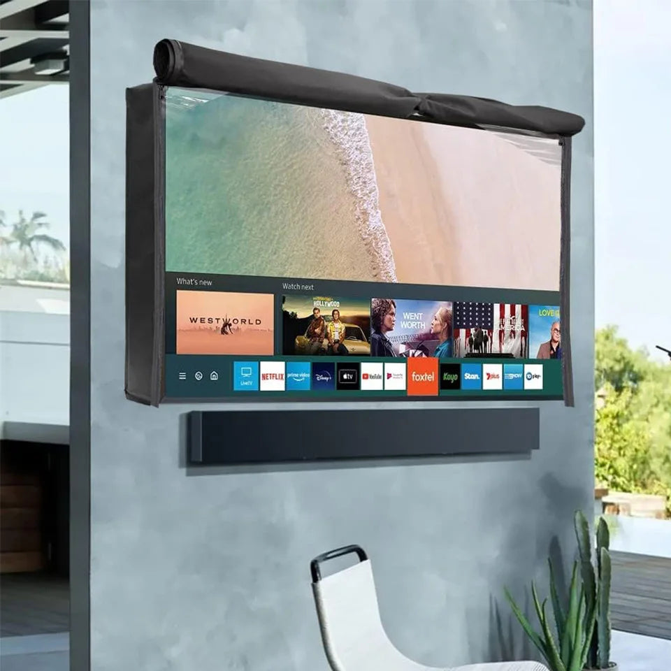 Outdoor TV Cover with Roll Up Front Flat Zipper Weatherproof TV Cover For Outside LED LCD Flat Screen 100" 90 85 75 65 55 inch