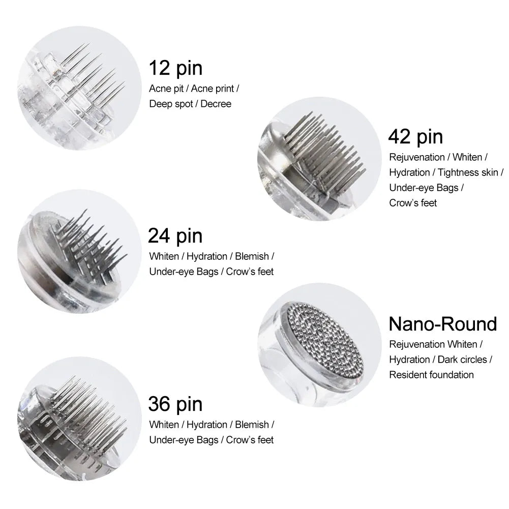 10Pcs 0.25mm Cartridge Microneedle 12pin 24pin 36pin 42pin Round Nano Needle For Dr Pen A10 Microneedling Pen