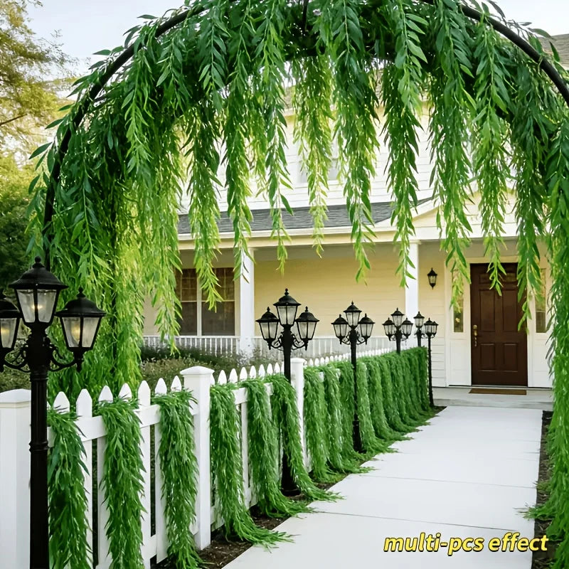 50/100 Pieces of High-Quality Artificial Willow Greenery, Evergreen for All Seasons, Weather-Resistant Decorative Vines with Vibrant Colors and Texture, Suitable for Wedding Arches and Spring/Summer Decoration, Hotel and Cafe